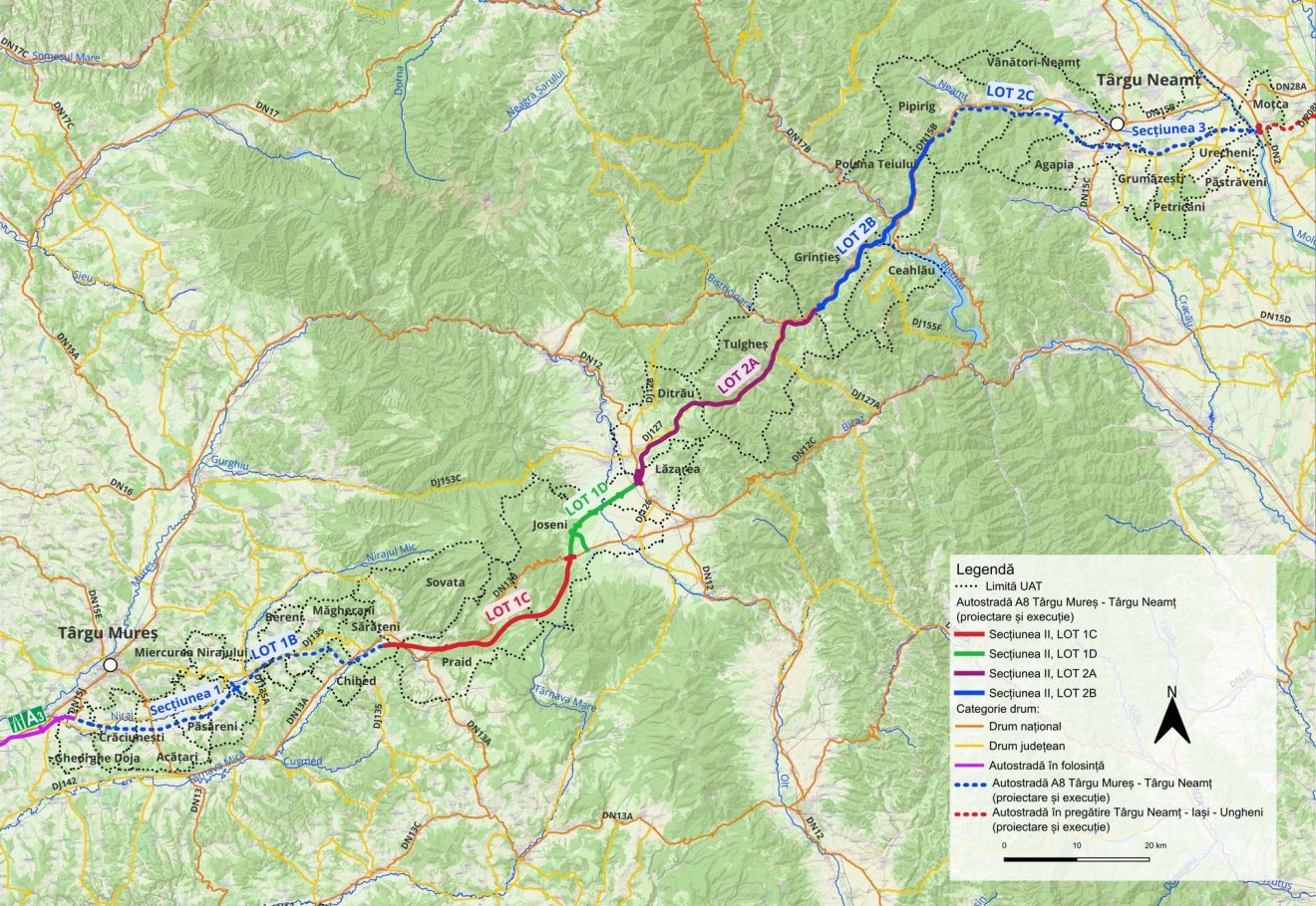 A8-as autópálya térkép Székelyföld