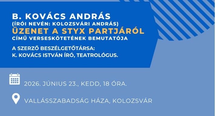 B. Kovács András kötetét mutatják be Kolozsváron