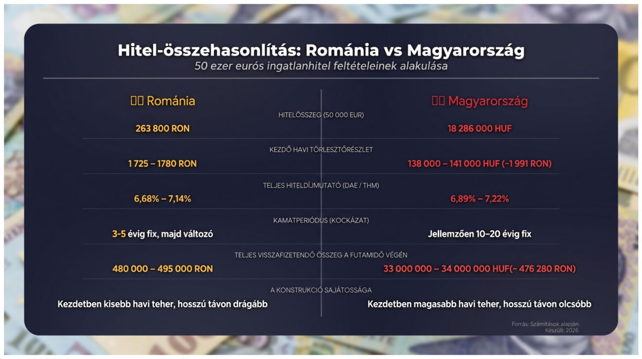 Hitel-összehasonlítás Románia és Magyarország között, kalkulátorok segítségével
