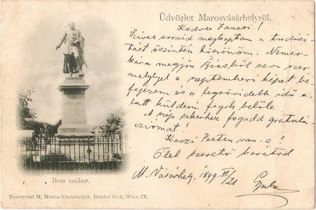 Bem szobor 1899-ből 
