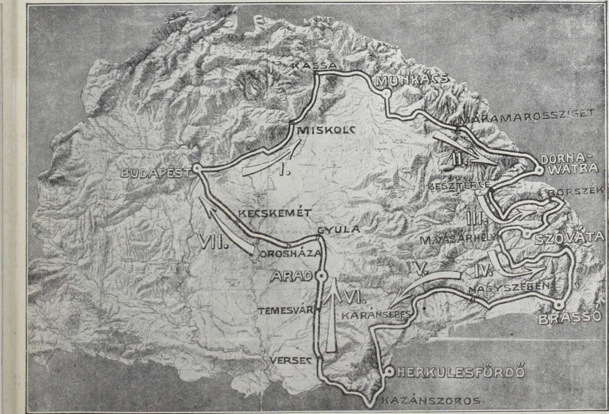 Az 1914-es Kárpát-túra térképe 