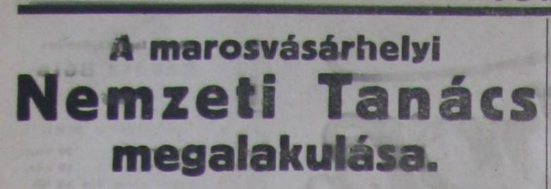 A marosvásárhelyi magyar Nemzeti Tanács a városi tanáccsal párhuzamosan működött 