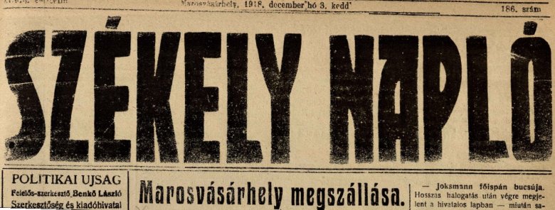A megszállásról a korabeli Székely Naplóban 