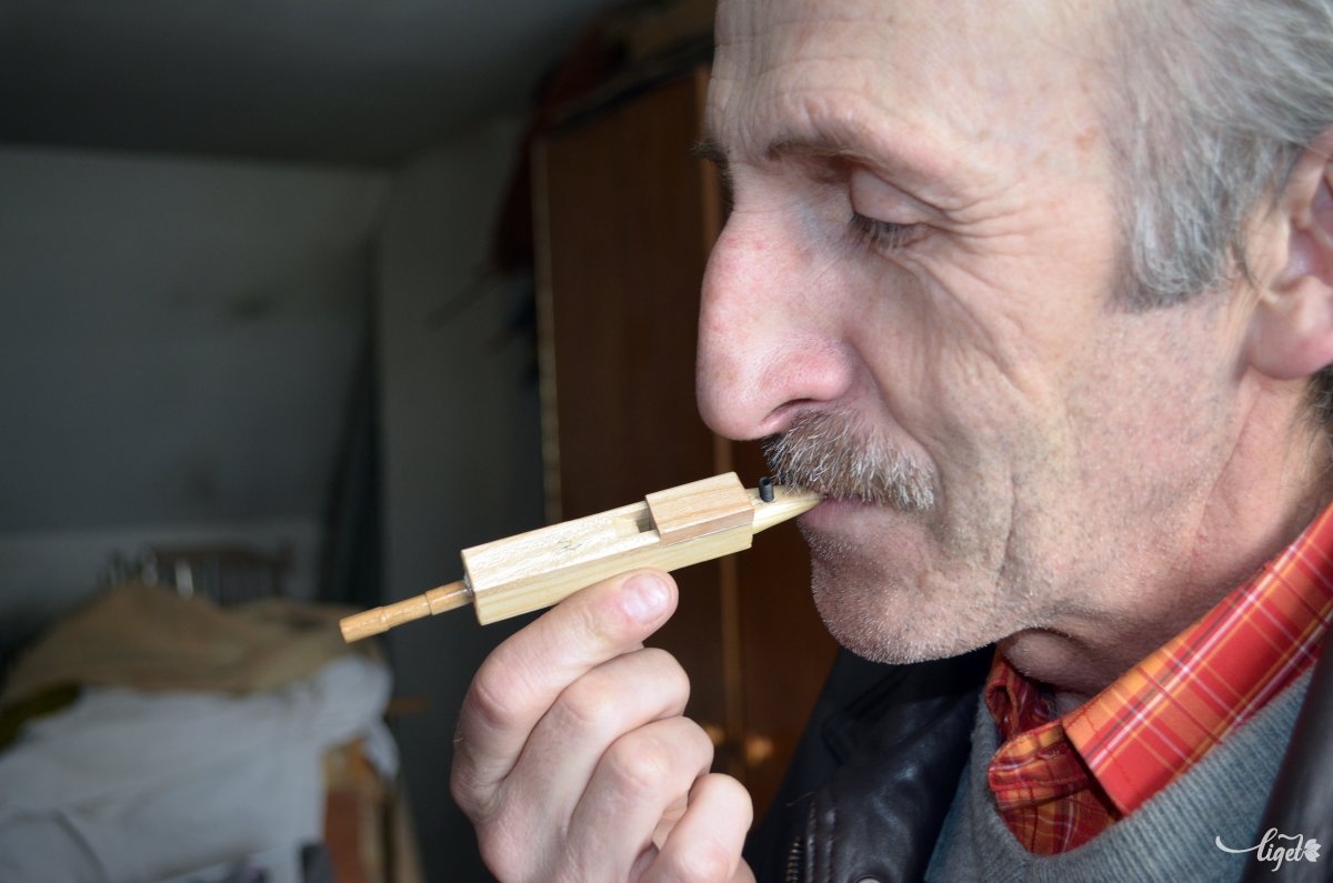 A mester az „édesdugottat”, az orgona legkisebb sípját fújja •  Fotó: Jánosi Csaba