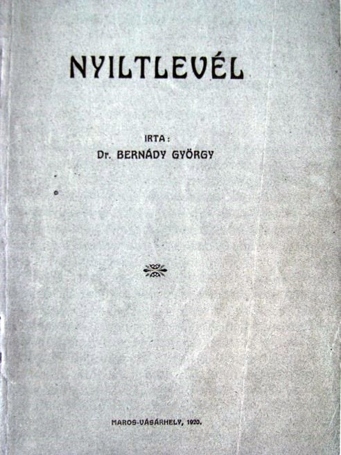 Kós Károlyék Kiáltó szavának előzményeként inkább fagyos fogadtatásra talált Bernády nyílt levele 