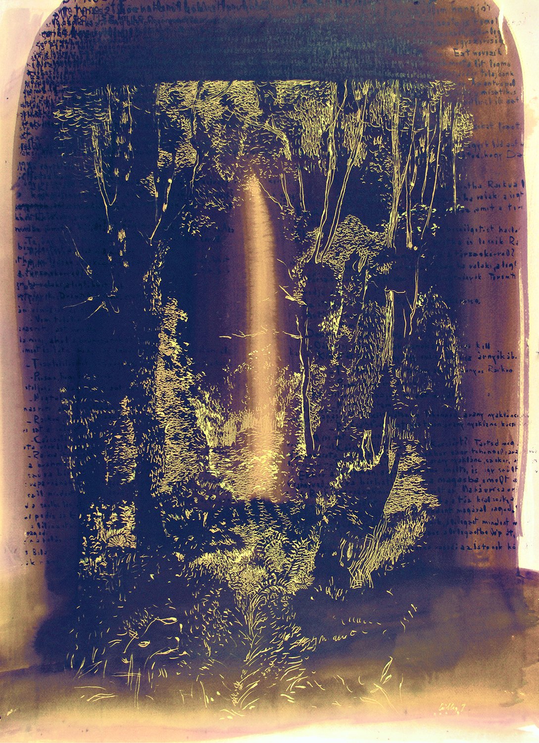 Csillag István - Kapu II. (100 x 70 cm, 2008, pác, szitanyomat, papír) 