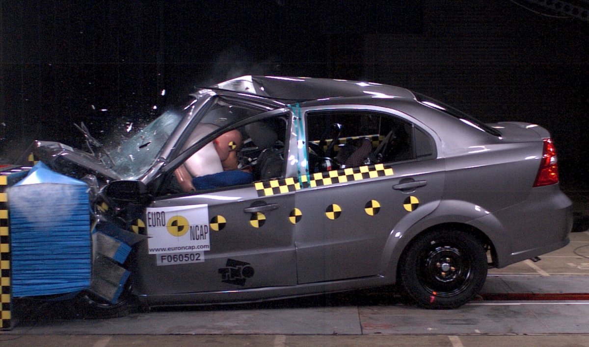 „Halálközeli élmény” a frontális ütközés egy Aveóval •  Fotó: EuroNCAP