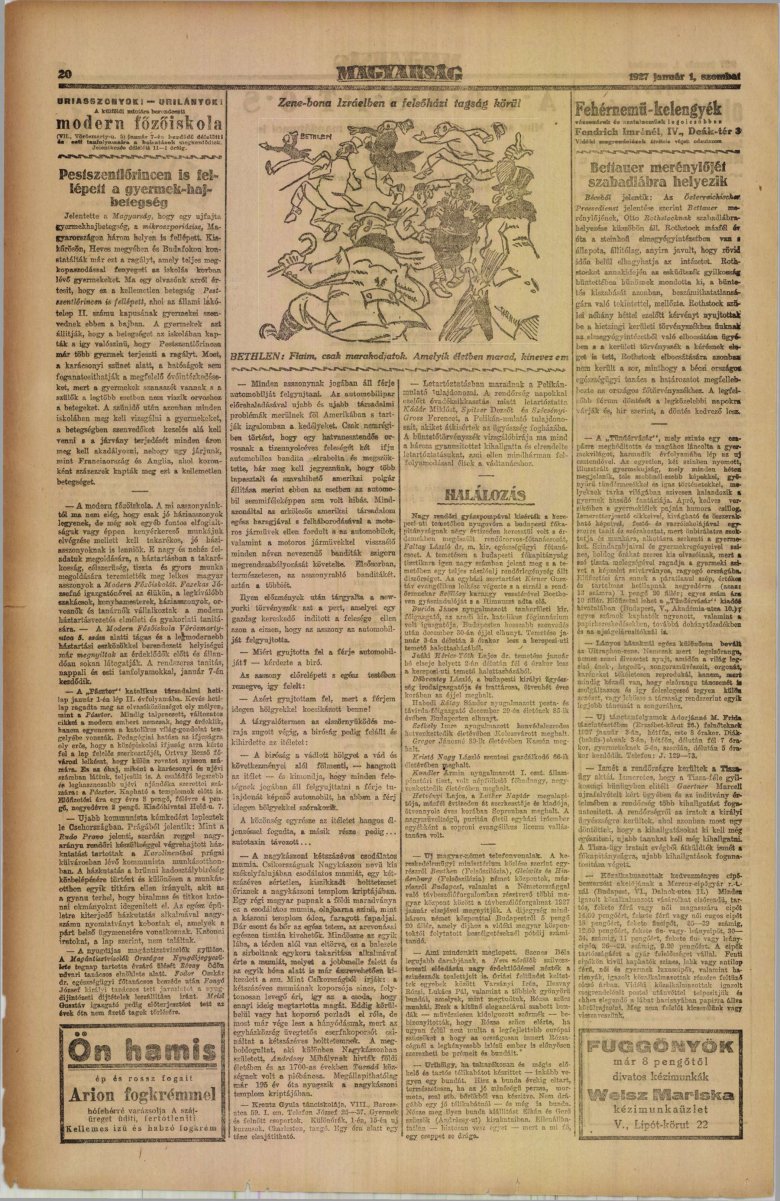 Magyarság, 1927. január 1. •  Fotó: Forrás: Arcanum