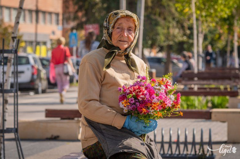 A virágokat a saját kertjében gondozza nagy szeretettel. Még beszélget is velük •  Fotó: Pinti Attila
