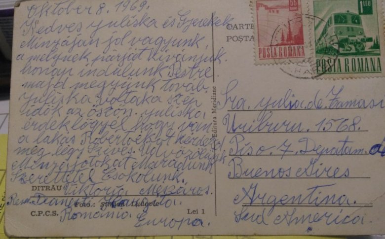 Üdvözlőlap Argentínába •  Fotó: Forrás: Laczkó-Benedek család/Zsonda Márk