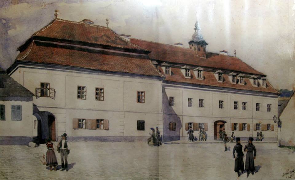 A református kollégium, az első udvarhelyi „theatrum” színhelye egy korabeli rajzon 