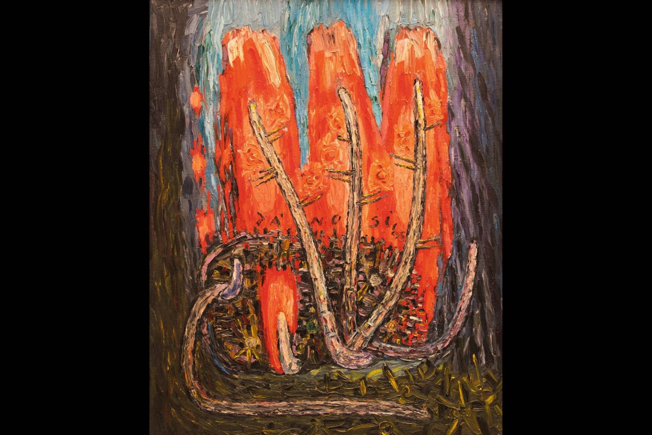 Jánosi Antal: Krumpli, 100 x 80 cm, olaj, farost. 1995 