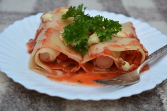 Virsli lasagne tésztában
