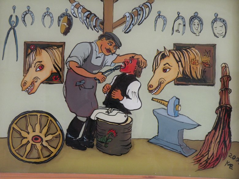 A ló is ember. Kováts-Mátyus Erzsébet üvegfestménye 