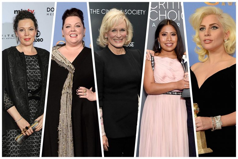 Olivia Colman, Melissa McCarthy, Glenn Close, 	Yalitza Aparicio és Lady Gaga •  Fotó: Liget-montázs