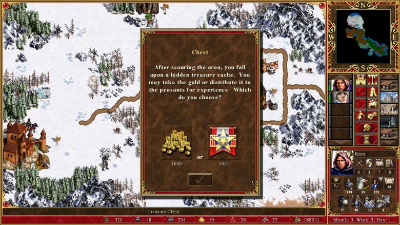 Arany vagy tapasztalati pontok? Minden tapasztalt játékos tudja, hogy az utóbbit éri meg választani •  Fotó: Képernyőfotó/Heroes of Might and Magic III