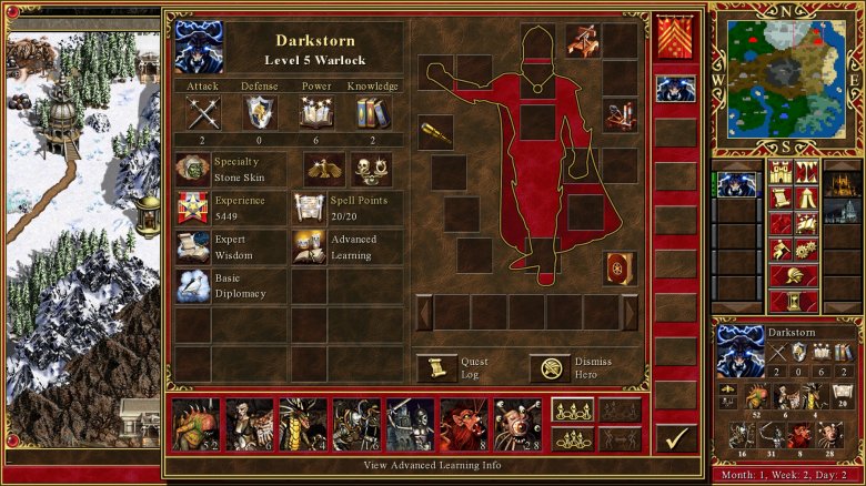 Hősünk adatlapja. Ő még eléggé gyenge és kezdőnek számít •  Fotó: Képernyőfotó/Heroes of Might and Magic III