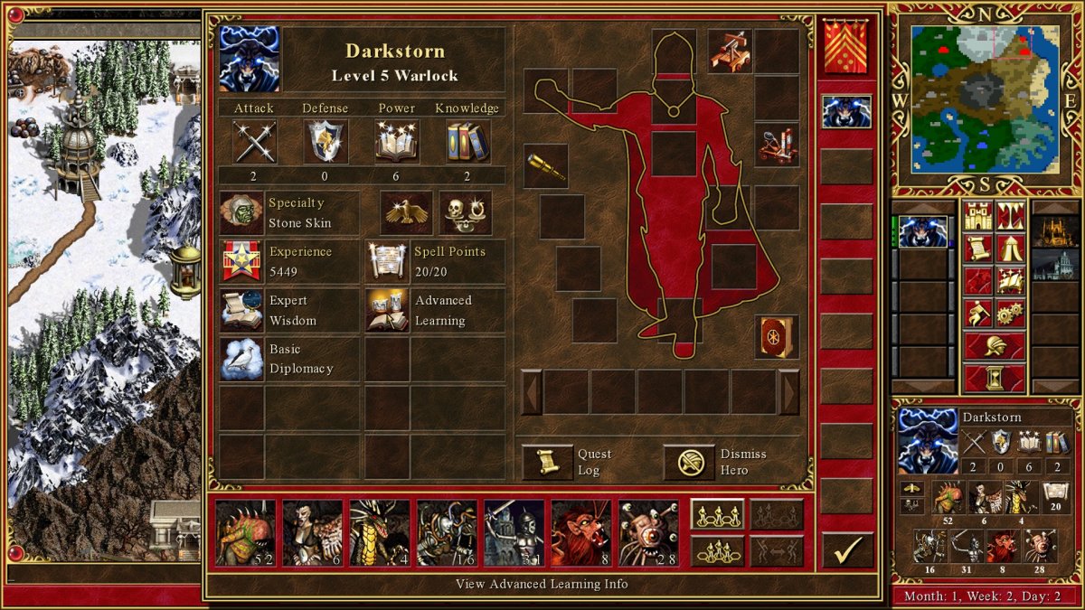Hősünk adatlapja. Ő még eléggé gyenge és kezdőnek számít •  Fotó: Képernyőfotó/Heroes of Might and Magic III