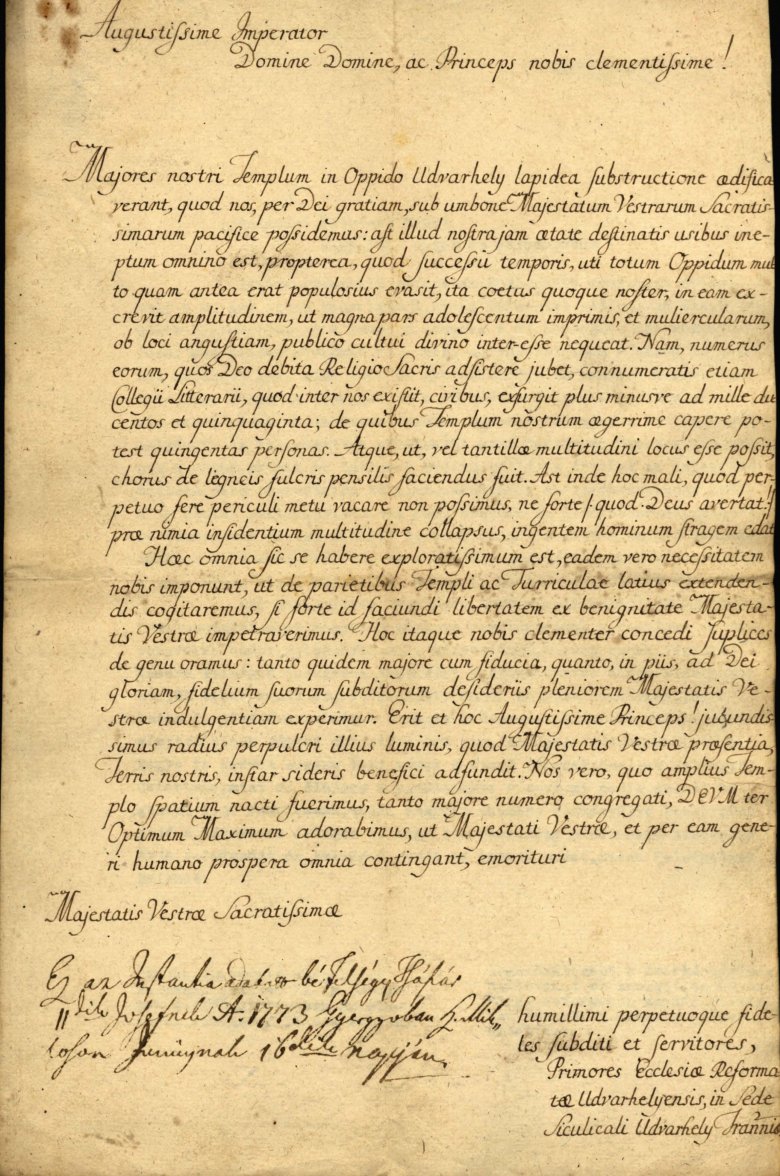 Az építési engedély 1780-ból •  Fotó: Forrás: Fehér János