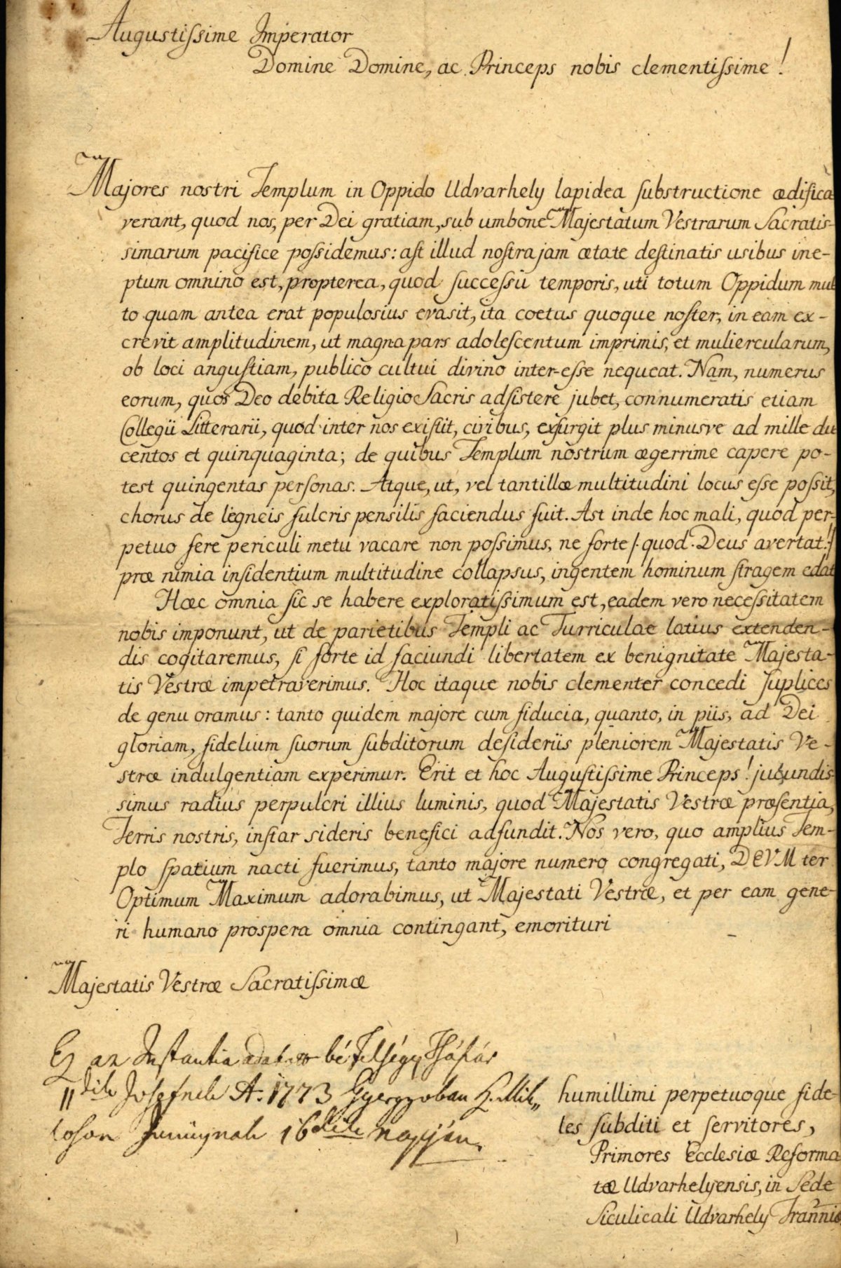 Az építési engedély 1780-ból •  Fotó: Forrás: Fehér János