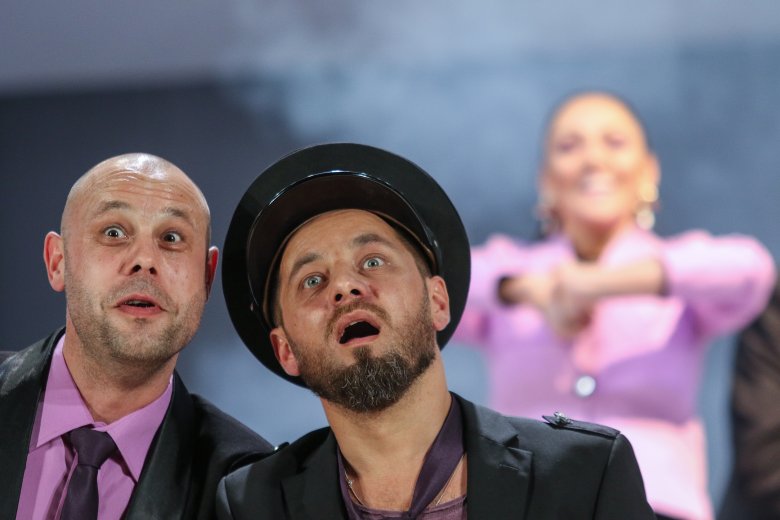 Barabás Árpáddal az Elveszett levélben •  Fotó: Balázs Attila / Tomcsa Sándor Színház