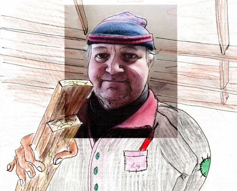 A szerzőről készült „önarckép-karikatúra” •  Fotó: Forrás: Muzsi Attila