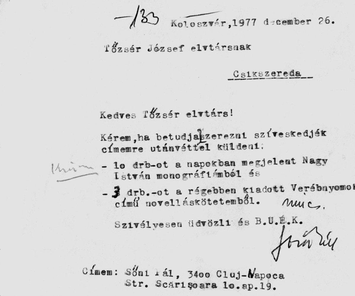 Levél a Tőzsér-postának •  Fotó: A Tőzsér-család archívumából