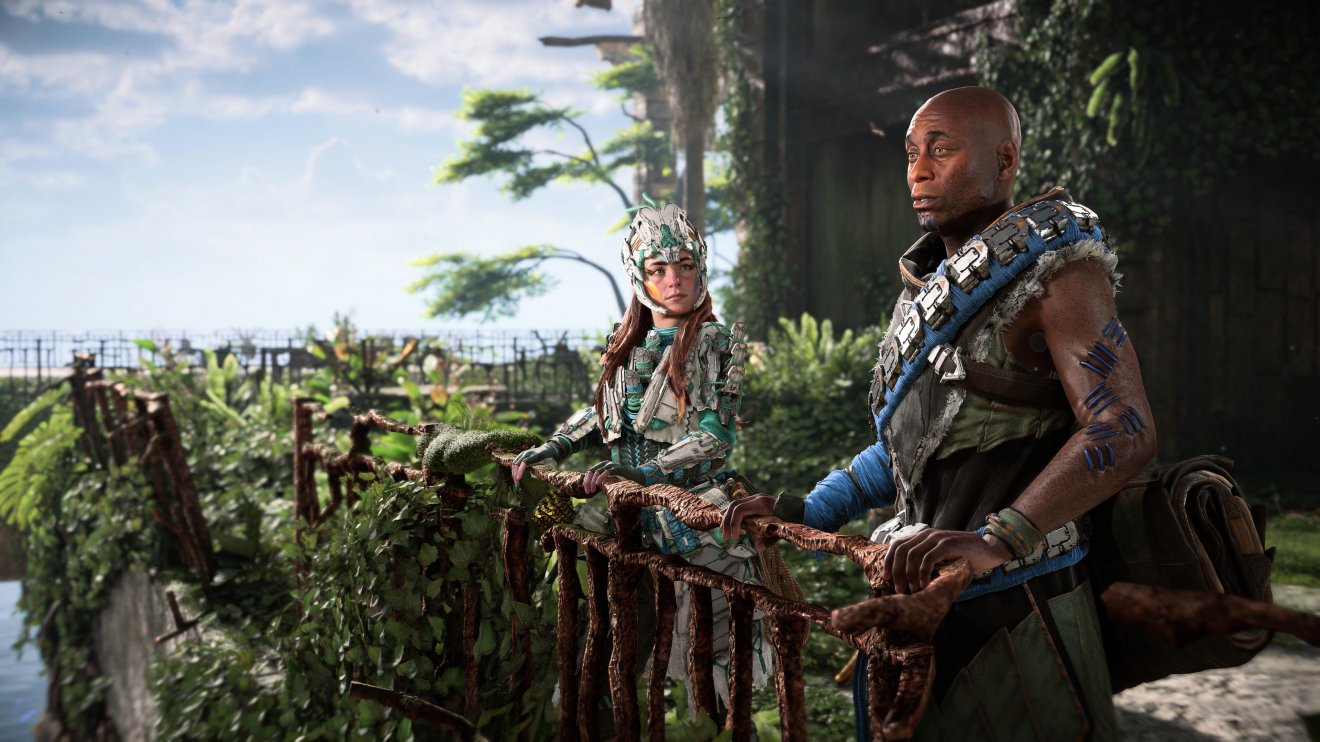 A Horizon Forbidden West kiegészítőjében még egyszer és utoljára feltűnik Sylens, a nemrég elhunyt, Lance Reddick által alakított karakter is •  Fotó: Horizon Forbidden West: Burning Shores