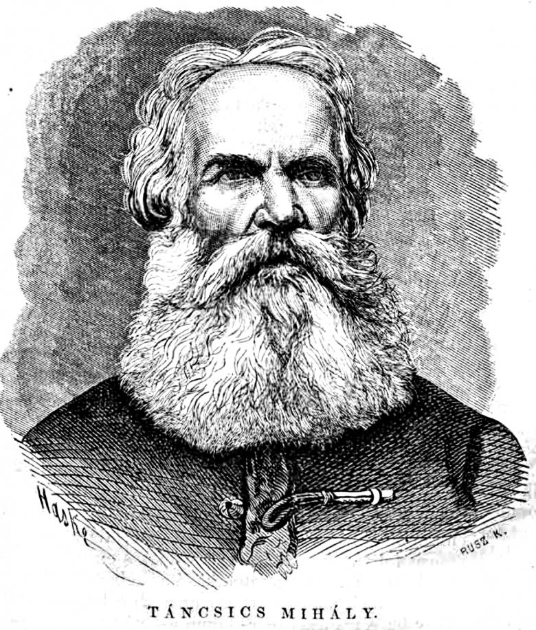 Táncsics Mihály (1799–1884) író, politikus. Rusz Károly metszete. (Vasárnapi Ujság, 1868. március 15.) •  Fotó: Forrás: Wikipédia