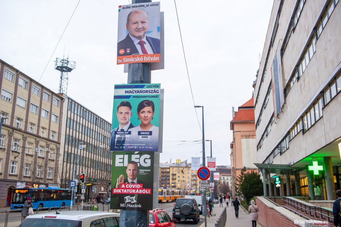 Kampányzárás. Jelöltek választási plakátjai az egyik budapesti utcán •  Fotó: Beliczay László