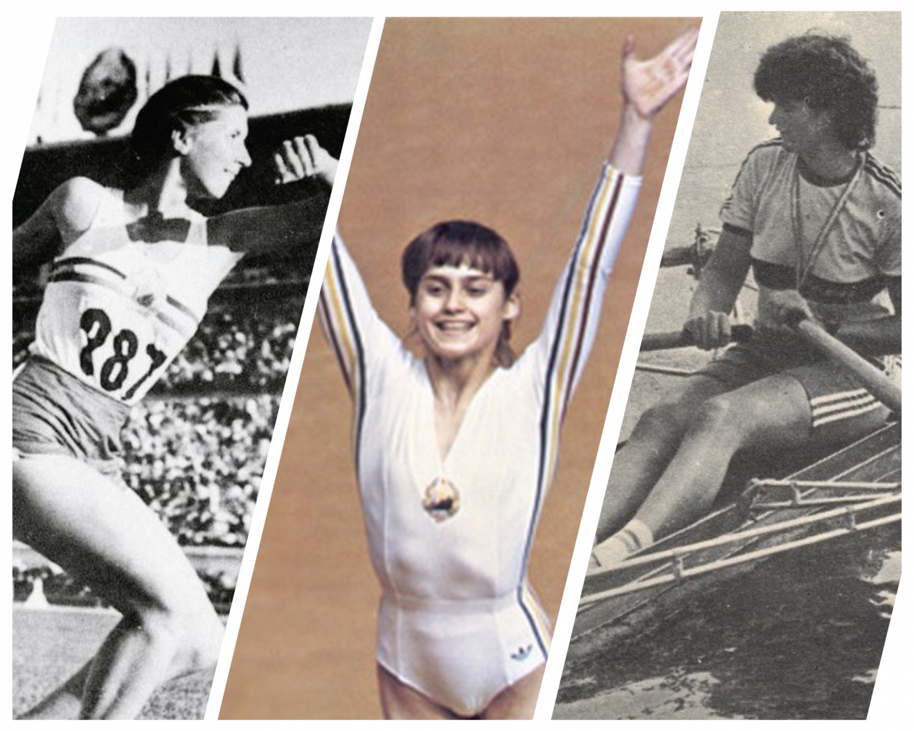 Női olimpikonok: Lia Manoliu, Nadia Comăneci, Elisabeta Lipa 