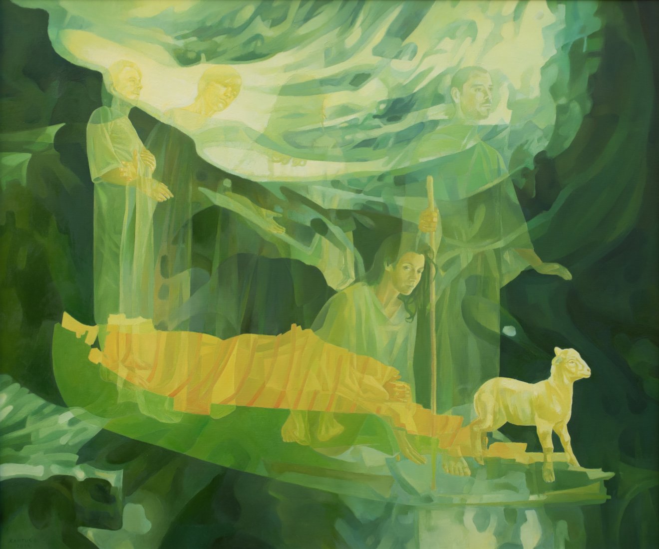 Bárka útja – olaj, vászon, 100X120 cm, 2024