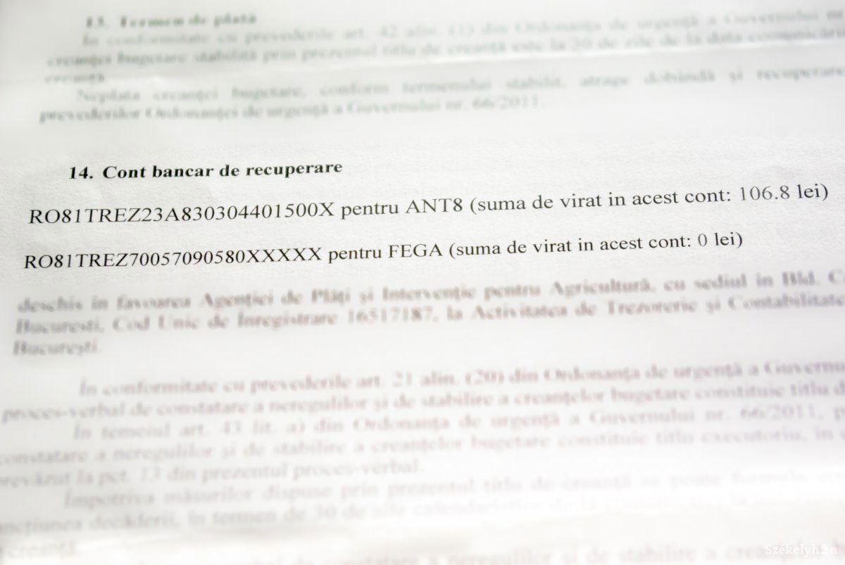 A visszafizetési jegyzőkönyv 14-ik pontjában van feltüntetve a visszafizetendő összeg és a számlaszám, ahová utalni kell •  Fotó: Gábos Albin