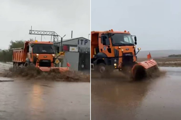 Így küzd az árvízzel a hókotró Konstanca megyében – videó