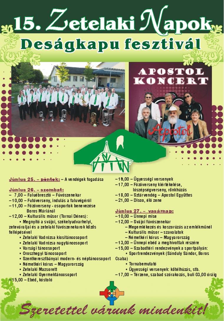 15. Zetelaki Falunapok – Deság-kapu fesztivál