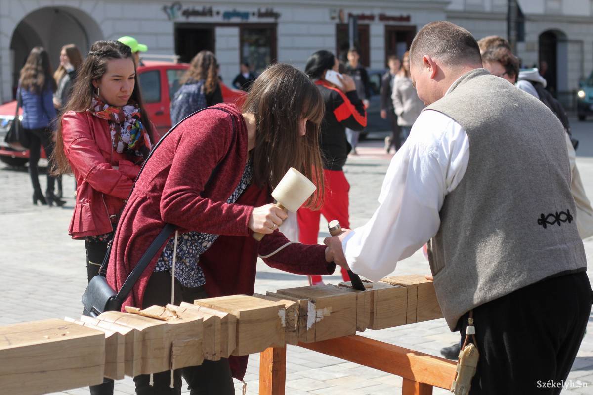 Nagy érdeklődés övezte a kopjafafaragást &bullet;  Fotó: Pál Árpád