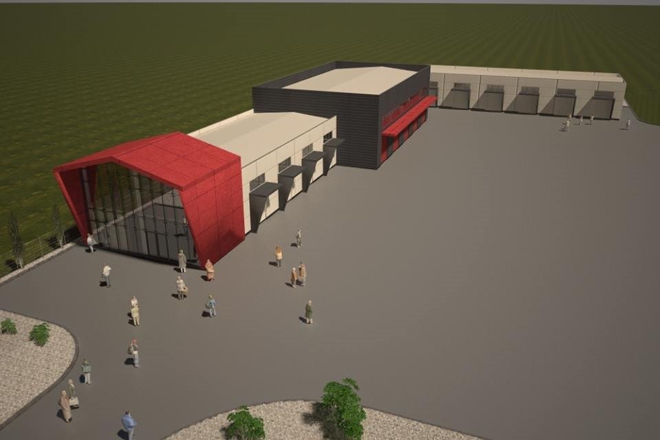 Az inkubátorház látványterve. Október 26-ig várják a közbeszerzésre jelentkező vállalkozókat, a létesítményt 2023 decemberéig kell kivitelezni 