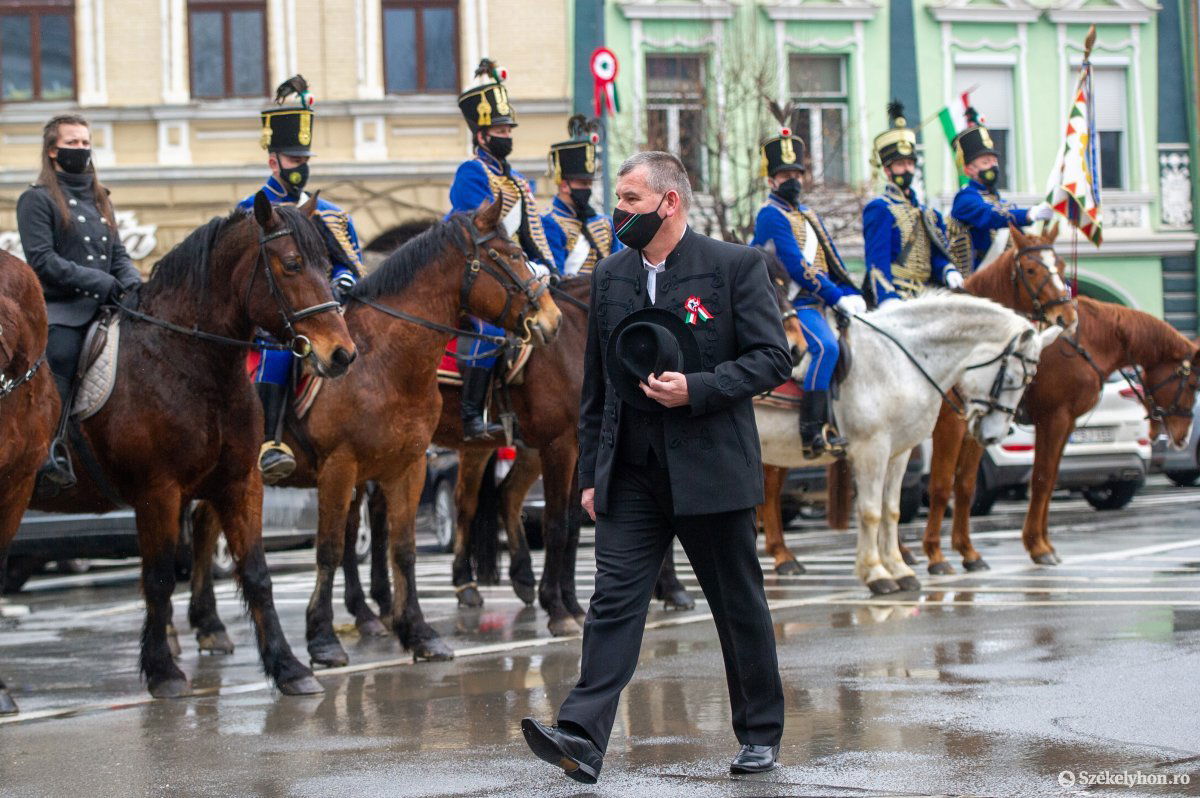 Gálfi Árpád polgármester az idei március 15-ei ünnepségen Székelyudvarhelyen •  Fotó: Beliczay László