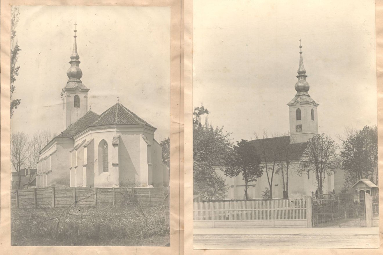 Templom az 1900-as évek első felében Orbán János plébános kötetéből •  Fotó: Székelyhon montázs