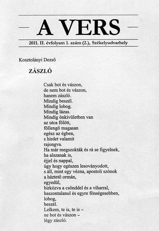 Megjelent A vers második száma