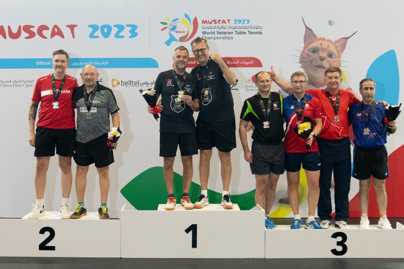 Párosban a dán Henrik Vendelbóval döntőt játszott •  Fotó: Facebook/ITTF