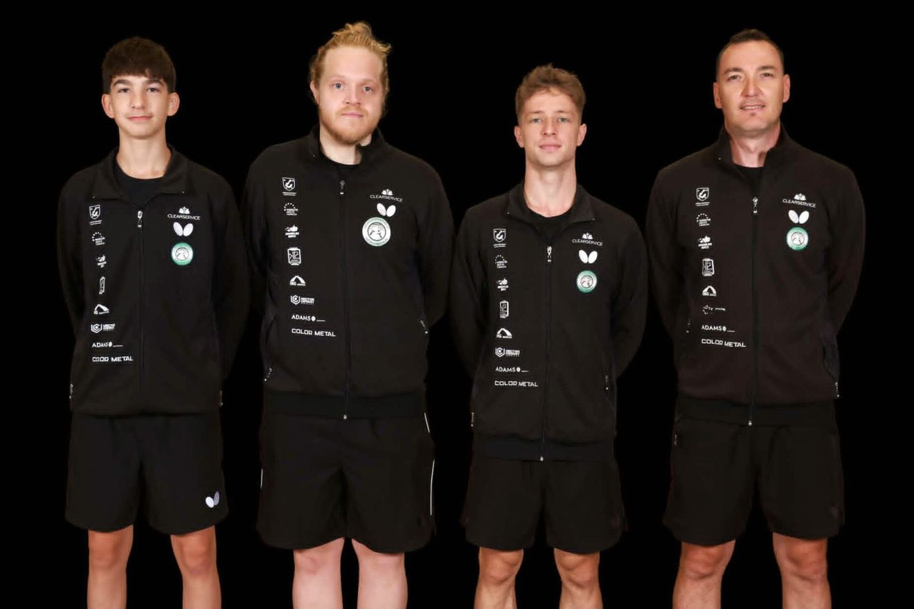 A Székelyudvarhelyi ISK-SZAK összetétele: Simó Éliás, Sebastian Loso, Tamás Szabolcs és György Szilárd &bullet;  Fotó: Facebook/SzékelyudvarhelyiAsztaliteniszKlub