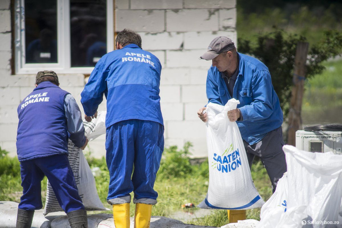 A vízügyiek legalább két tucatnyian voltak a helyszínen •  Fotó: Haáz Vince