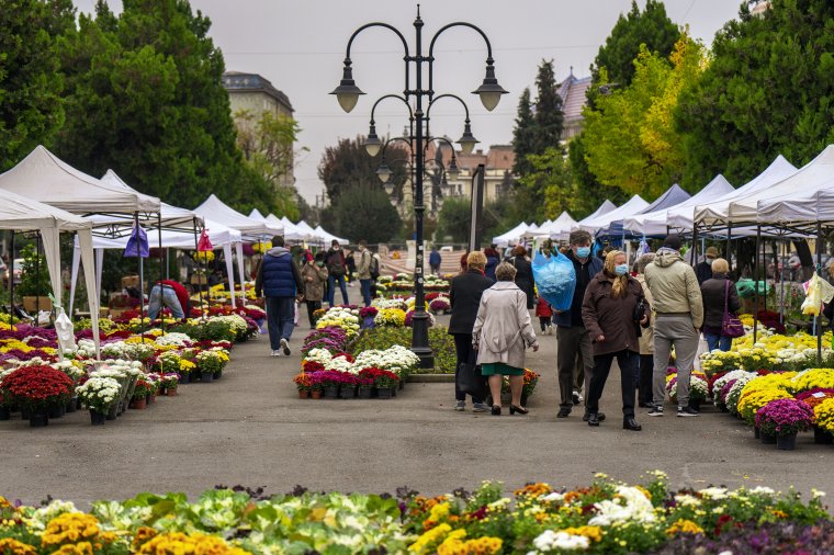 Virágba borult Marosvásárhely főtere a hétvégére