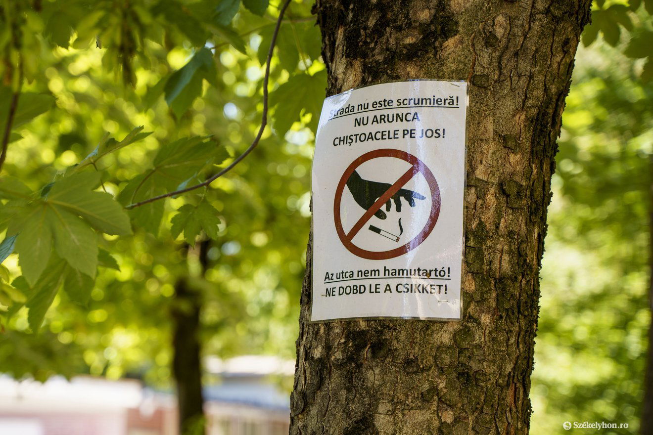 Kétnyelvű felirat figyelmeztet a tisztaság megőrzésére •  Fotó: Haáz Vince