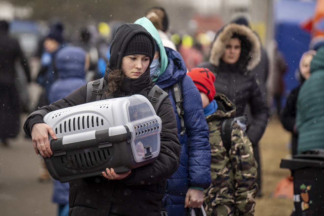Érkező menekültek a szeretvásári ukrán-román határnál. Sok helyről sietnek a segítségükre •  Fotó: Haáz Vince
