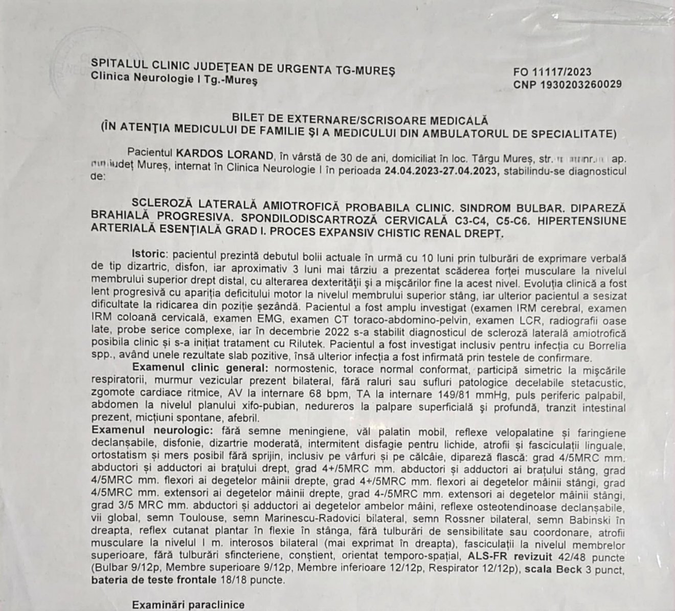 A Maros megyei sürgősségi klinikai kórház által adott kibocsájtója •  Fotó: Kardos Loránd szeméyes archívuma