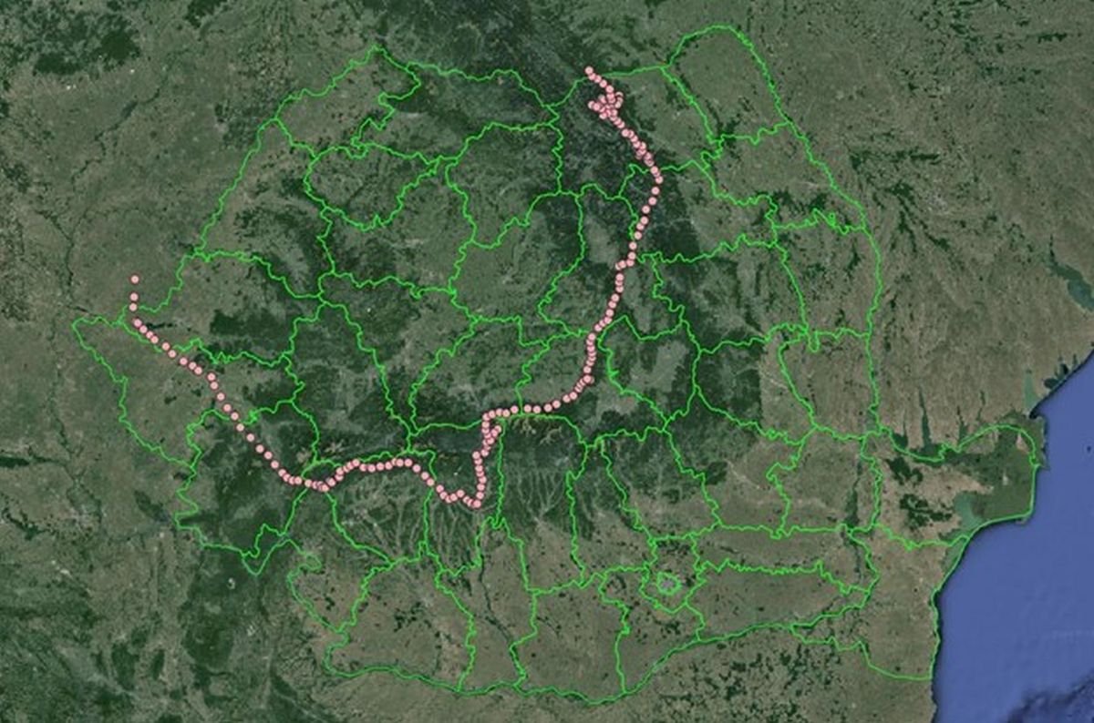 Fremuth barátkeselyű útvonala 2024. március 19. és 26. között országunkban •  Fotó: Milvus csoport