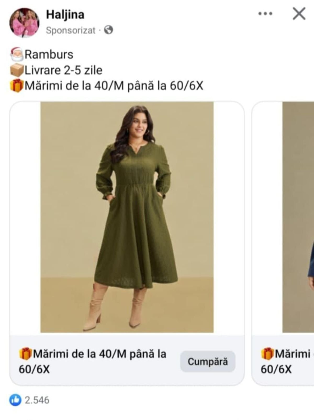 A Facebookon még Haljina nevet viselte a hamis webshop... •  Fotó: A csalás áldozatává vált vevő saját archívuma