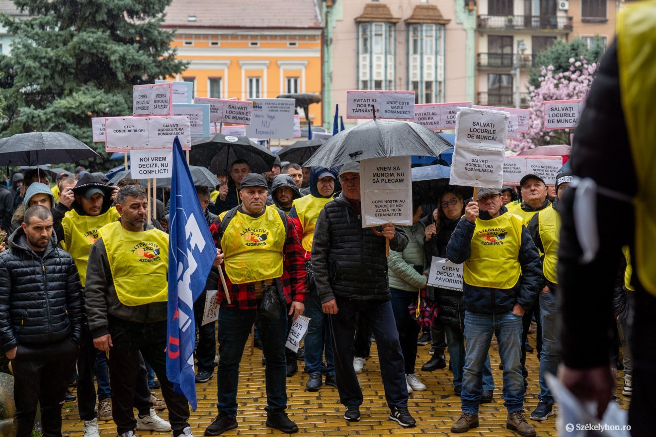 Több százan vonultak utcára, munkahelyüket féltik &bullet;  Fotó: Haáz Vince